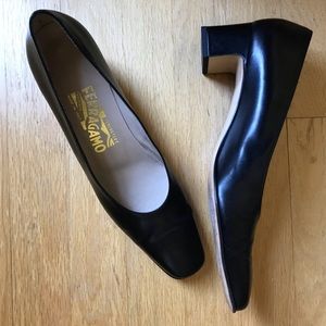Salvatore Ferragamo Black Block Heels